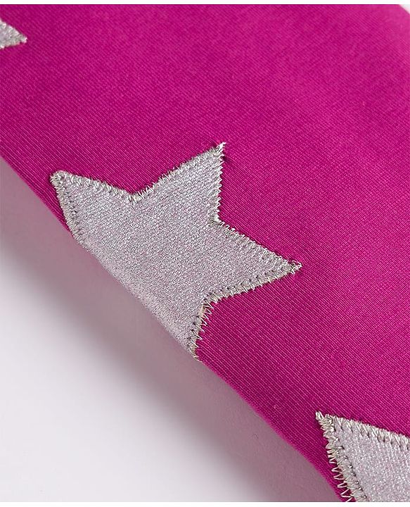 Babyhug Cotton Lycra Knit Full Length Legging With Stretch & Star Embriodery - Pink