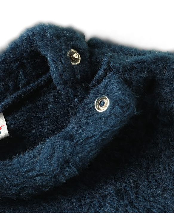 Babyhug Velour Knit Full Sleeves Winterwear Nightsuit with Bear Patch - Navy Blue