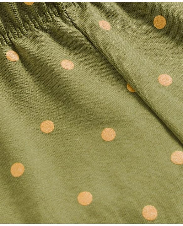 Babyhug Cotton Lycra Knit Full Length Leggings With Stretch & Polka Dots Print - Green