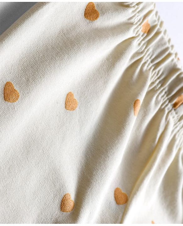 Babyhug Cotton Lycra Full Length Legging With Stretch & Heart Print - White
