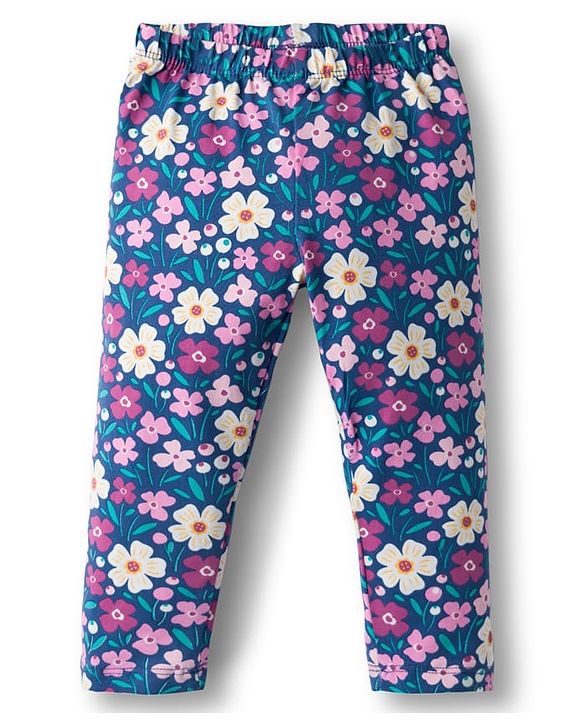 Babyhug  Cotton Lycra Knit Full Length Leggings With Stretch & Floral Print Pack Of 5 - Multicolour