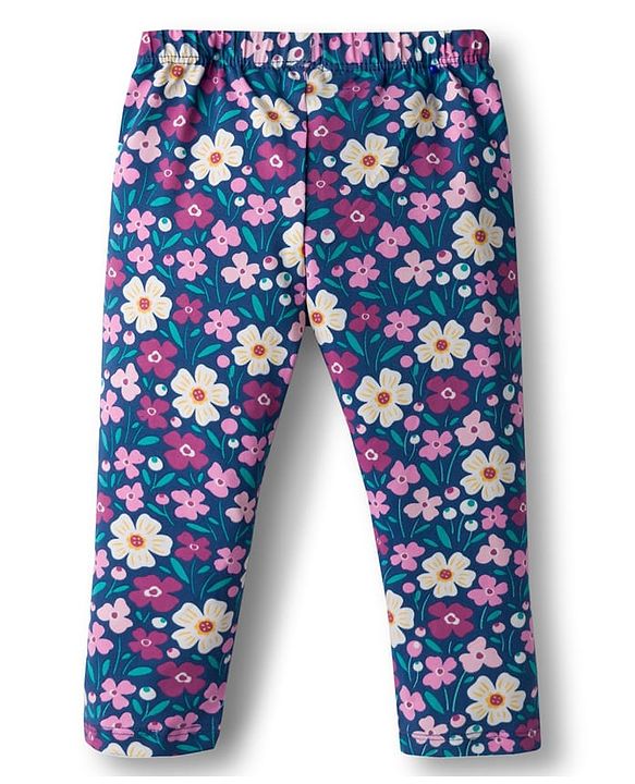 Babyhug  Cotton Lycra Knit Full Length Leggings With Stretch & Floral Print Pack Of 5 - Multicolour
