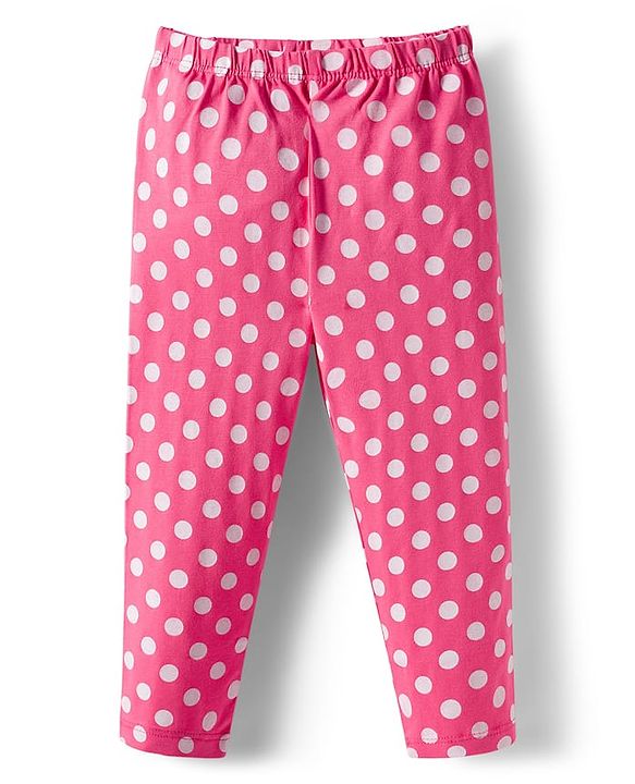 Babyhug Cotton Lycra knit Full Length  Leggings With Stretch Polka Dots & Floral Print Pack of 5 - Pink Yellow & Light Blue