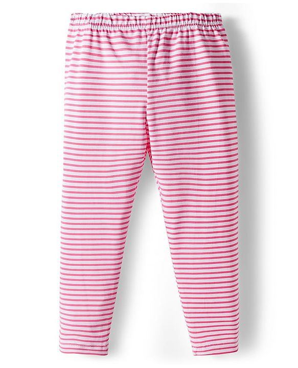 Babyhug Cotton Lycra knit Full Length  Leggings With Stretch Polka Dots & Floral Print Pack of 5 - Pink Yellow & Light Blue