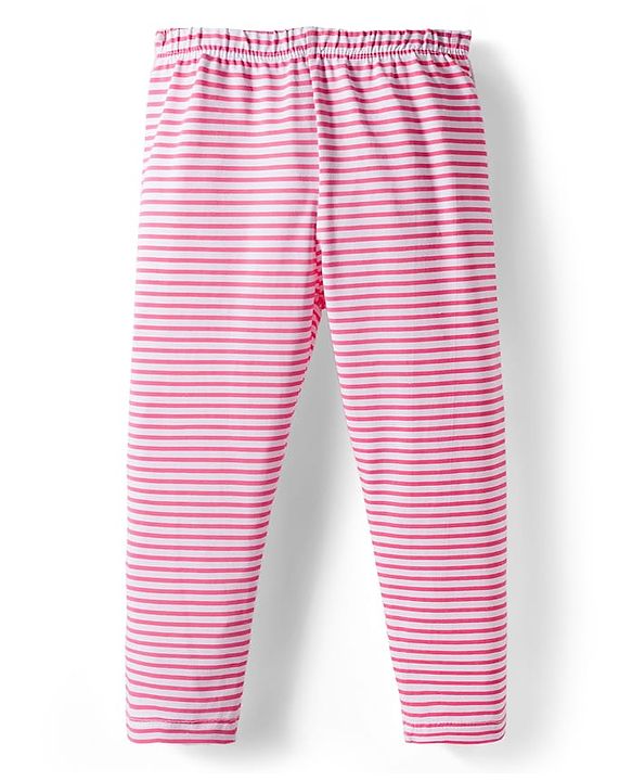 Babyhug Cotton Lycra knit Full Length  Leggings With Stretch Polka Dots & Floral Print Pack of 5 - Pink Yellow & Light Blue