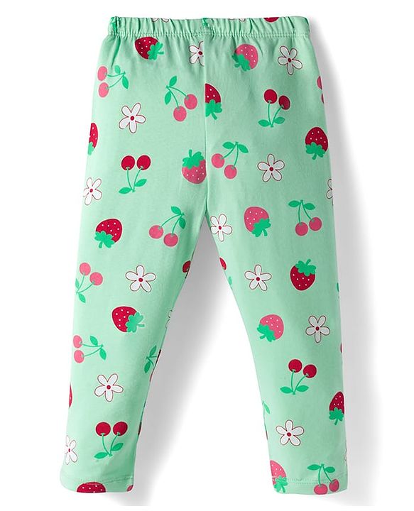 Babyhug Cotton Knit Full Length Leggings With Stretch Pack Of 5 - Multicolour