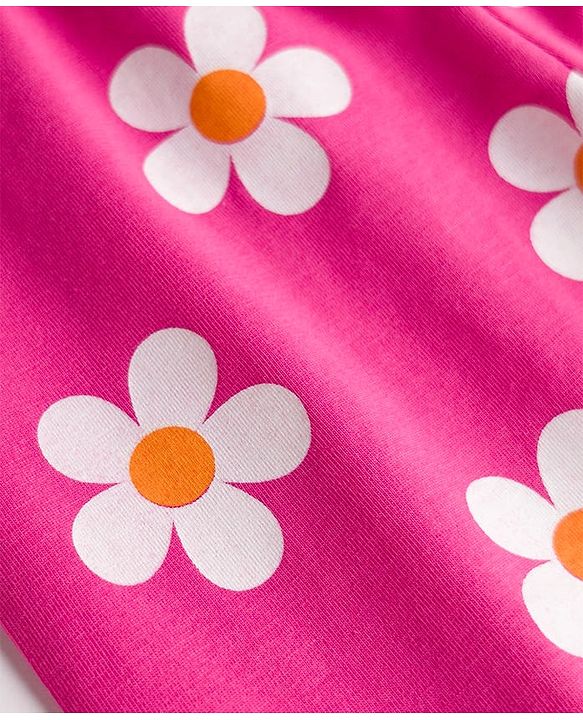 Babyhug Cotton Knit Full Length Leggings With Stretch & Floral Print Pack Of 5 - Multicolour