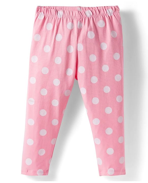 Babyhug Cotton Lycra Full Length Leggings With Stretch Polka Dots & Floral Print Pack of 5 - Navy Blue Pink & Orange