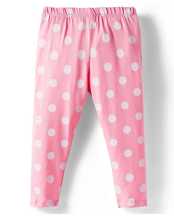 Babyhug Cotton Lycra Full Length Leggings With Stretch Polka Dots & Floral Print Pack of 5 - Navy Blue Pink & Orange