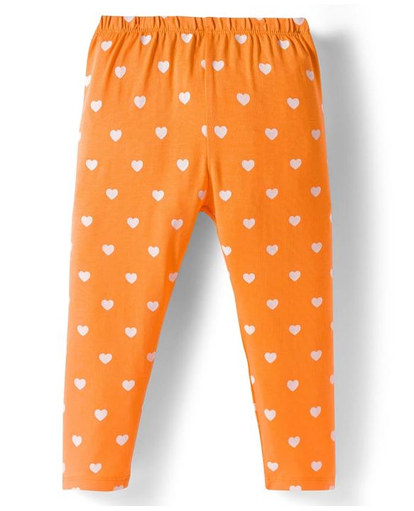 Babyhug Cotton Lycra Full Length Leggings With Stretch Polka Dots & Floral Print Pack of 5 - Navy Blue Pink & Orange