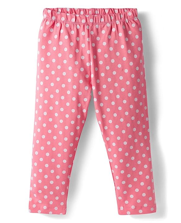 Babyhug  Cotton Knit Full Length Leggings With Stretch & Floral Print Pack Of 3 - Blue Pink & Red