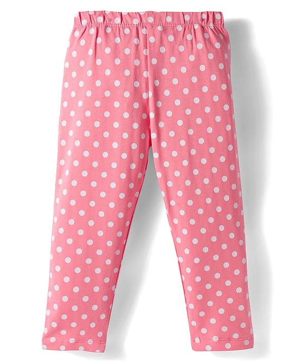 Babyhug  Cotton Knit Full Length Leggings With Stretch & Floral Print Pack Of 3 - Blue Pink & Red