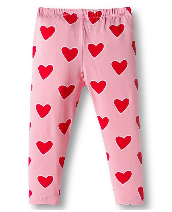 Babyhug Cotton Knit Full Length Leggings With Heart Print Pack Of 3 - Navy Blue Pink & White