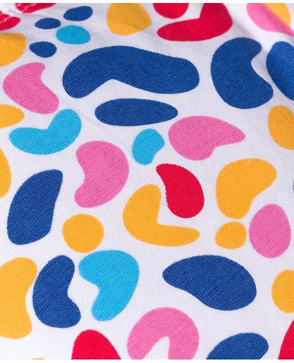 Babyhug Cotton Knit Full Length Leggings With Heart Print Pack Of 3 - Navy Blue Pink & White