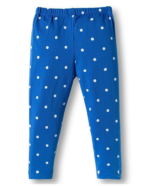 Babyhug Cotton Knit Full Length Leggings With Heart Print Pack Of 3 - Navy Blue Pink & White
