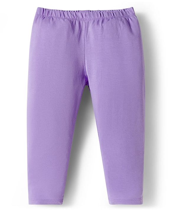 Babyhug Cotton Knit Full Length Solid Colour Leggings With Stretch Pack Of 5 - Multicolour