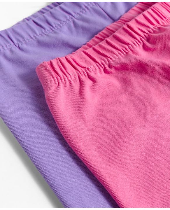 Babyhug Cotton Knit Full Length Solid Colour Leggings With Stretch Pack Of 5 - Multicolour