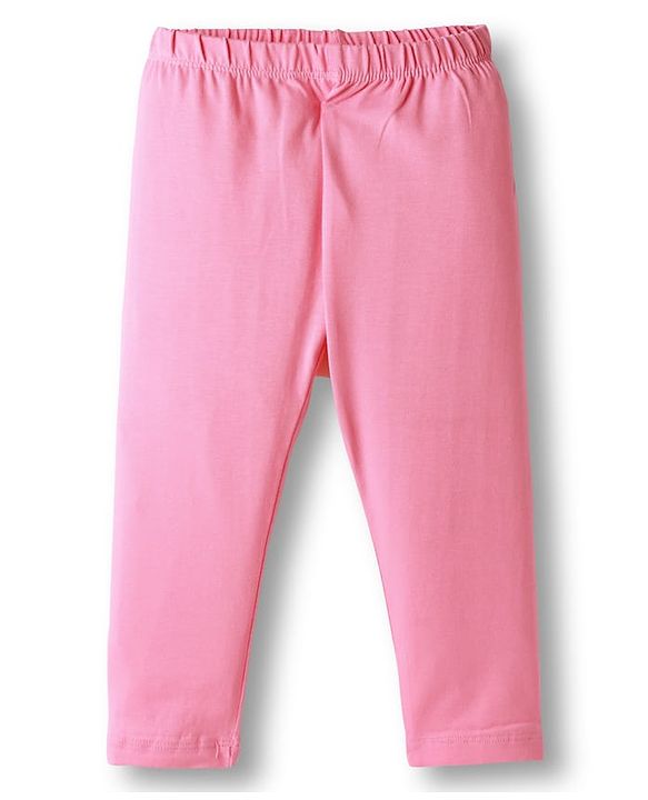 Babyhug Cotton Lycra Knit Full Length Solid Color Leggings With Stretch Pack of 3 - Pink & Navy Blue