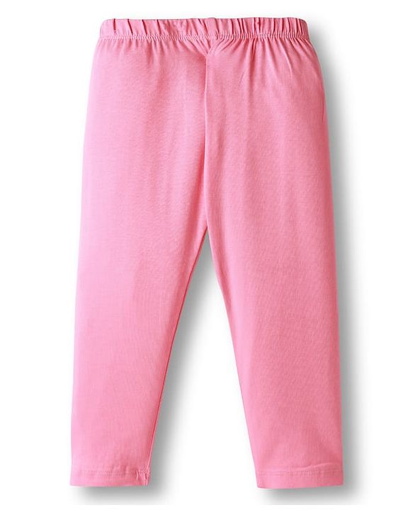 Babyhug Cotton Lycra Knit Full Length Solid Color Leggings With Stretch Pack of 3 - Pink & Navy Blue