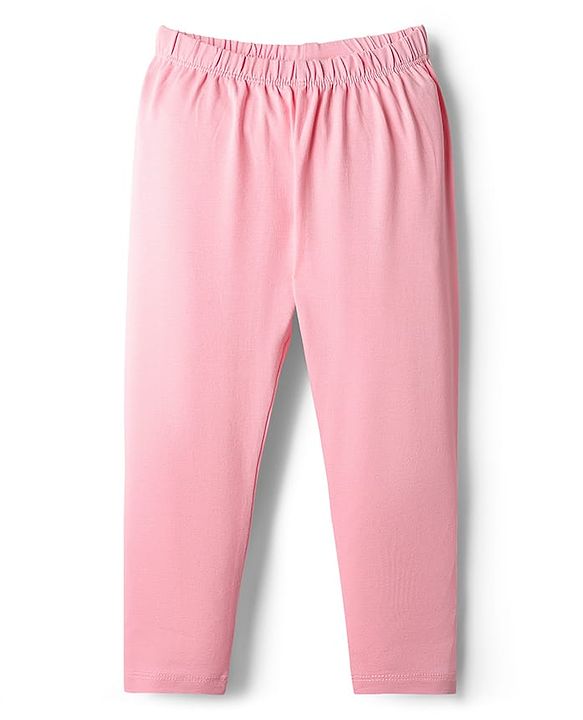 Babyhug Cotton Knit Full Length Solid Leggings With Stretch Pack Of 3 - Red Navy Blue & Pink