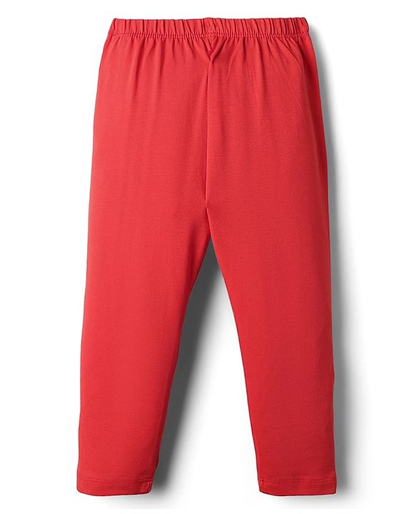 Babyhug Cotton Knit Full Length Solid Leggings With Stretch Pack Of 3 - Red Navy Blue & Pink