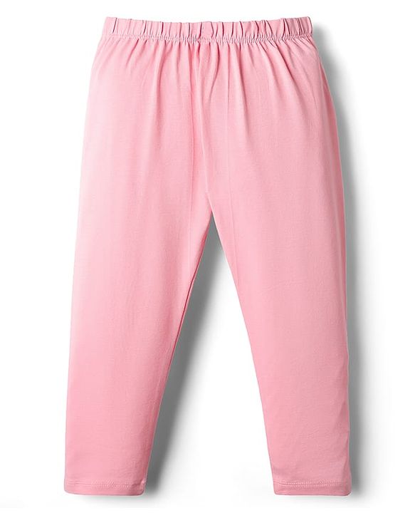 Babyhug Cotton Knit Full Length Solid Leggings With Stretch Pack Of 3 - Red Navy Blue & Pink