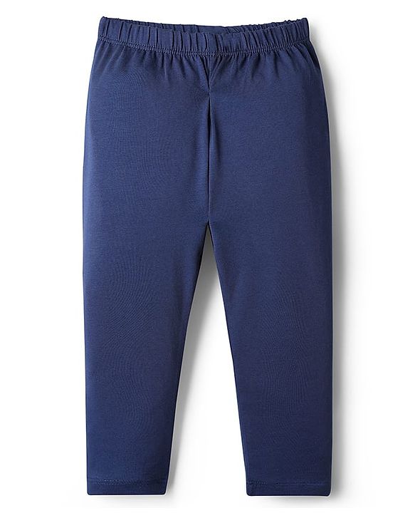 Babyhug Cotton Knit Full Length Solid Leggings With Stretch Pack Of 3 - Red Navy Blue & Pink
