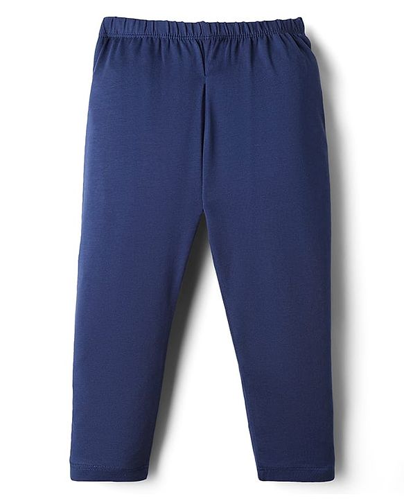 Babyhug Cotton Knit Full Length Solid Leggings With Stretch Pack Of 3 - Red Navy Blue & Pink