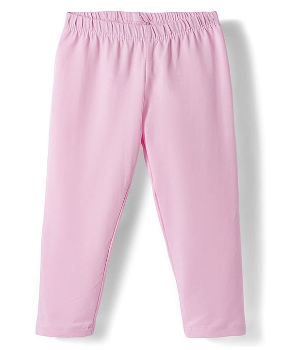 Babyhug Cotton Knit Full Length Solid Colour Leggings Pack Of 3 - Purple Pink & Fuchsia