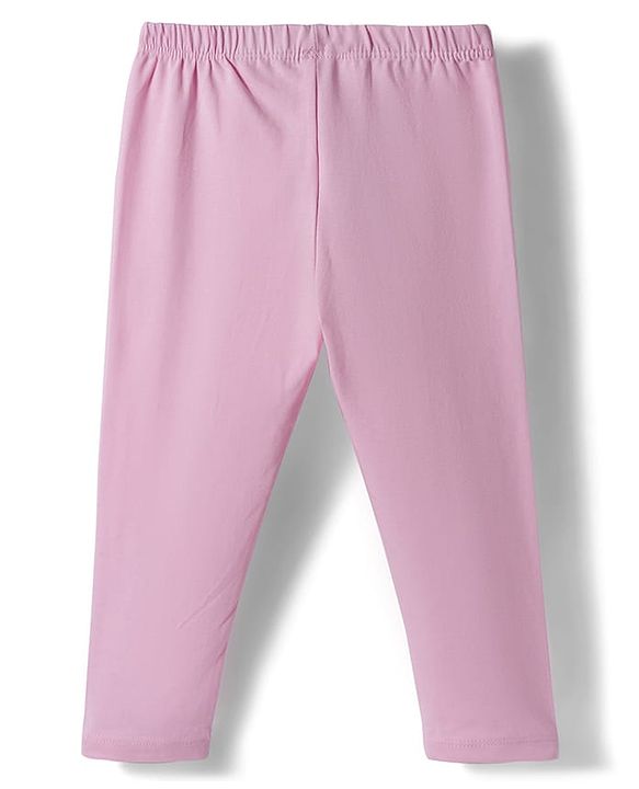 Babyhug Cotton Knit Full Length Solid Colour Leggings Pack Of 3 - Purple Pink & Fuchsia