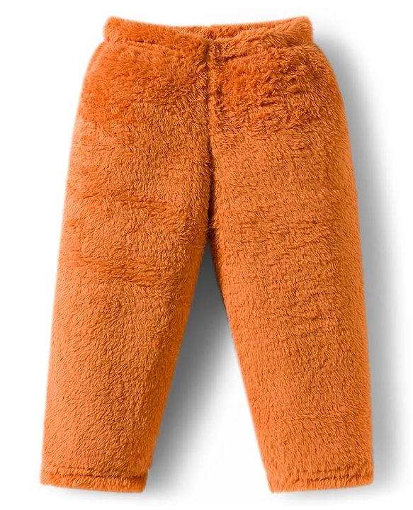 Babyhug Velour Knit Full Raglan Sleeves Winter Wear Night Suit With Dino Print - Orange