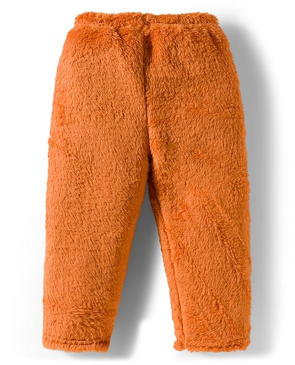 Babyhug Velour Knit Full Raglan Sleeves Winter Wear Night Suit With Dino Print - Orange
