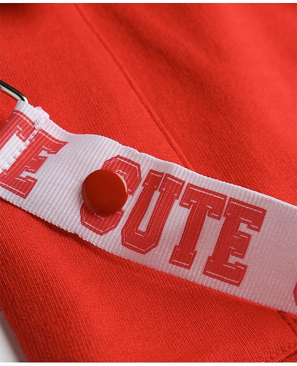 Babyhug Terry Knit Full Length Track Pants with Cute Text Print - Red