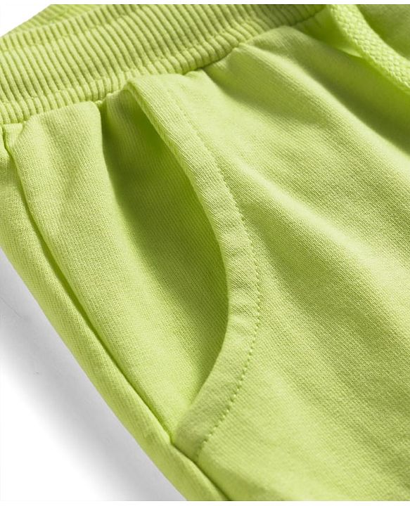 Babyhug French Terry Knit Full Length Lounge Pant with Athletic Text Print & Pocket - Light Green