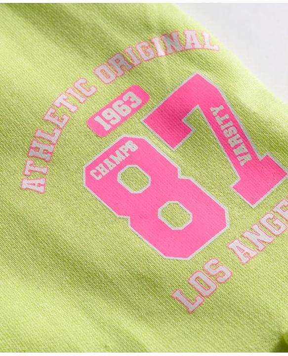 Babyhug French Terry Knit Full Length Lounge Pant with Athletic Text Print & Pocket - Light Green