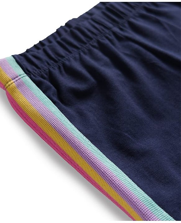 Babyhug Cotton Lycra Knit Full Length Leggings with Tape Design - Black
