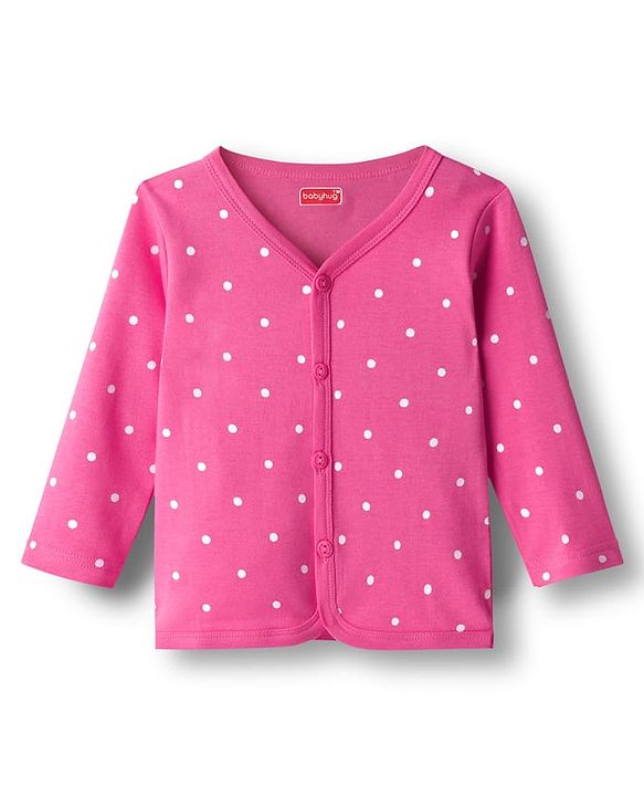 Babyhug 100% Cotton Interlock Knit Full Sleeves Jhablas With Polka Dot & Floral Print Pack Of 3 - Pink Purple & Yellow