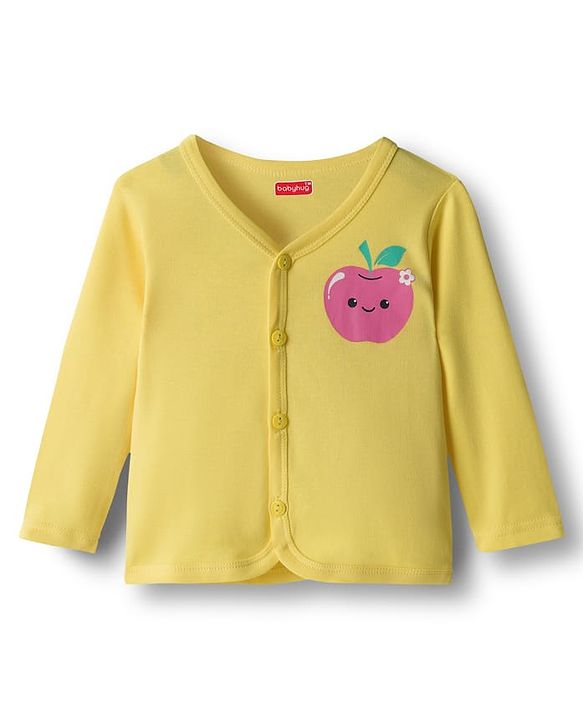 Babyhug 100% Cotton Interlock Knit Full Sleeves Jhablas With Polka Dot & Floral Print Pack Of 3 - Pink Purple & Yellow