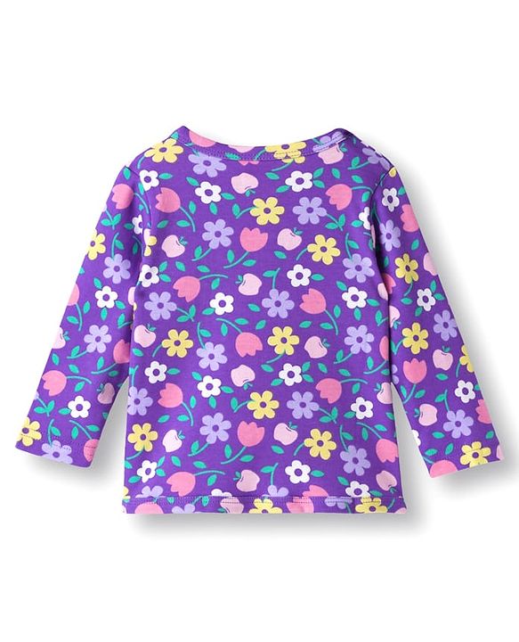 Babyhug 100% Cotton Interlock Knit Full Sleeves Jhablas With Polka Dot & Floral Print Pack Of 3 - Pink Purple & Yellow