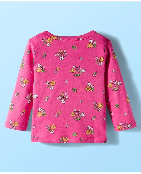 Babyhug 100% Cotton Interlock Knit Full Sleeves Jhablas With Floral & Animal Print Pack Of 3 - Pink & White