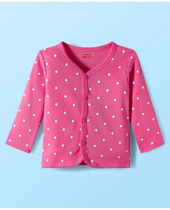 Babyhug 100% Cotton Full Sleeves Jhablas With Floral & Polka Dot Print Pack Of 3 - Pink Yellow & White