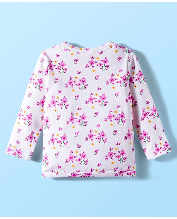 Babyhug 100% Cotton Full Sleeves Jhablas With Floral & Polka Dot Print Pack Of 3 - Pink Yellow & White
