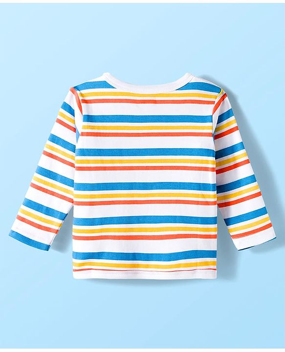 Babyhug 100% Cotton Interlock Knit Full Sleeves Jhablas With Stripes & Vehicle Print Pack Of 3 - Yellow & White