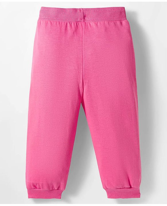 Babyhug Terry Knit Premium Light Gauge Terry Full Sleeves Hooded Top & Lounge Pant Set With Floral Embriodery - Pink