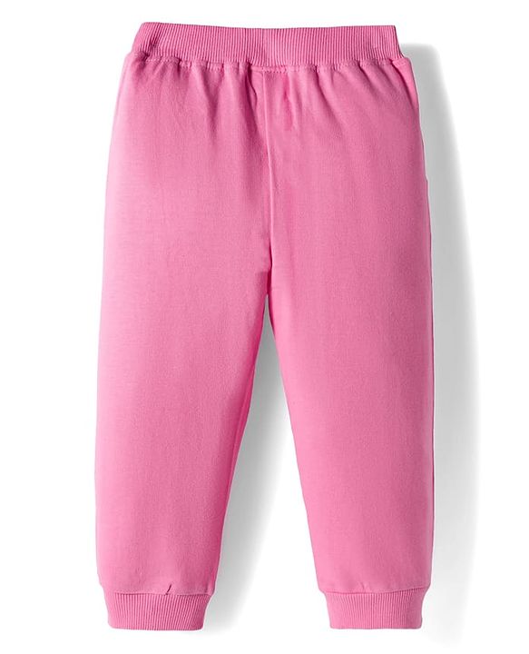 Babyhug Terry Knit Premium Light Gauge Terry Full Sleeves Top & Pant Set With Floral Print - Pink