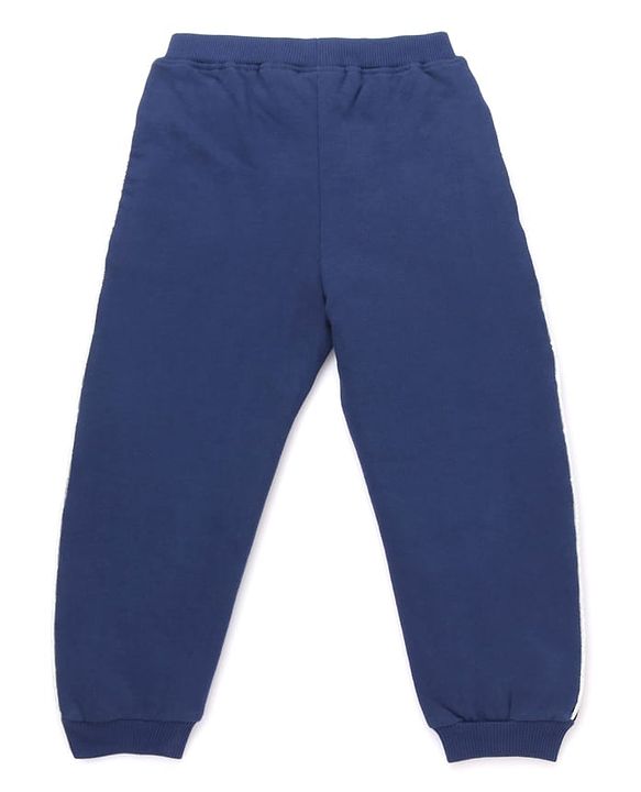 Babyhug Terry Knit Premium Light Gauge Terry Full Sleeves Top & Lounge Pant Set With Butterfly Print - Navy Blue