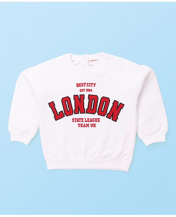 Babyhug Terry Knit Full Sleeves Top & Skort Set with Text Embroidery - Red & White