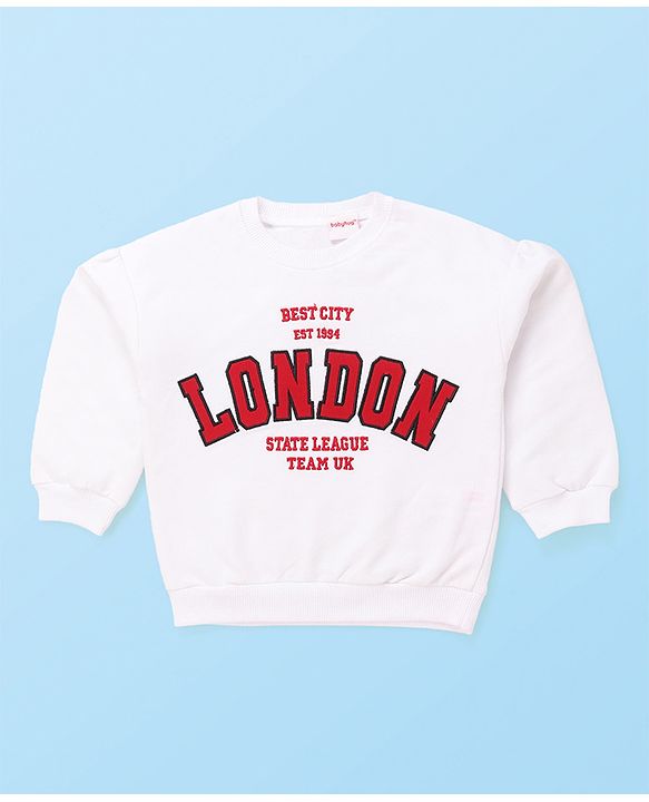 Babyhug Terry Knit Full Sleeves Top & Skort Set with Text Embroidery - Red & White