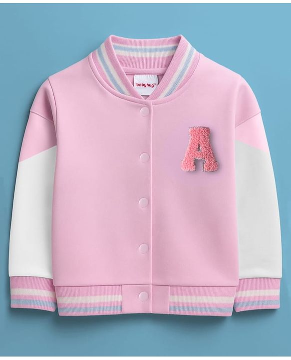 Babyhug Terry Knit Full Sleeves Jacket and Top With Pleated Skirt & Just Girl Things Text Print - Pink & White