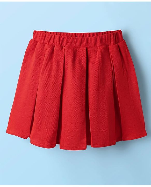 Babyhug Single Jersey Knit Half Sleeves Top & Skirt Set With Text Print - White & Red